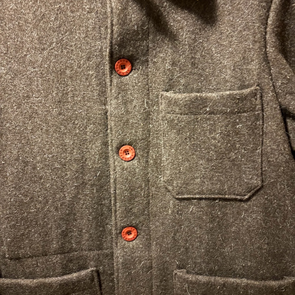 Le labourer Men's Dark Brown Wool Jacket with Red Buttons - pristine with tags